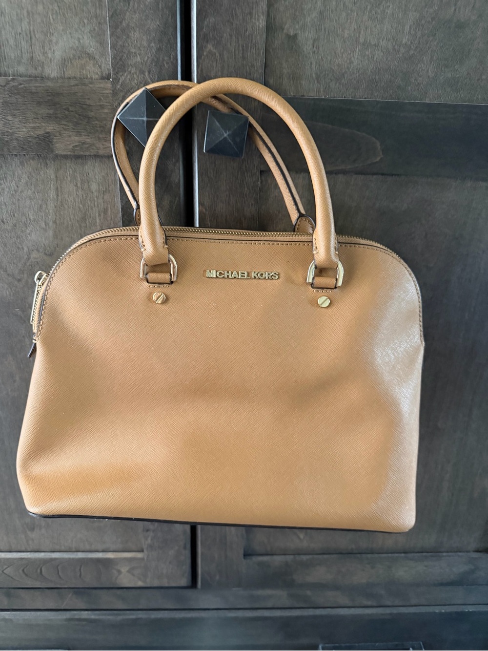 MICHAEL KORS Camel/Tan Saffiano Leather Dome Satchel - Picture 1 of 3